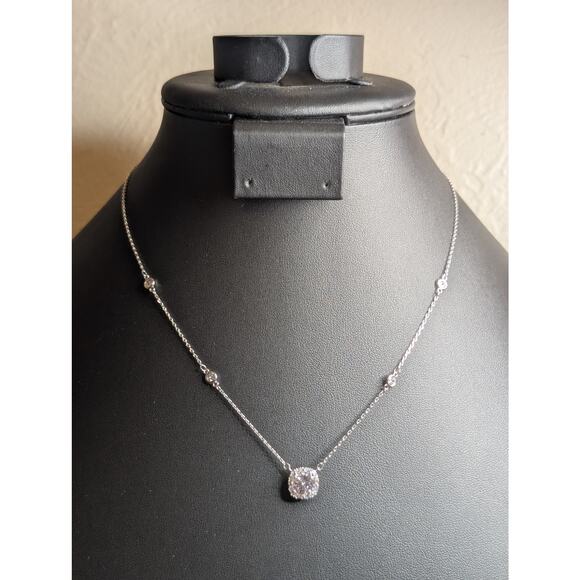 Marked LBOS CZ Crystal Silver Tone 15.5-17.5" Necklace - Picture 11 of 11